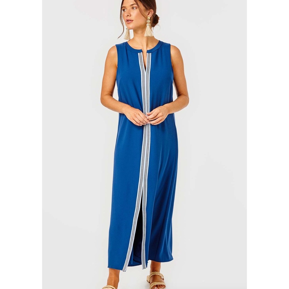 Cartolina Kate Bistretch Poly Crepe Maxi Dress‎ in Navy sz M